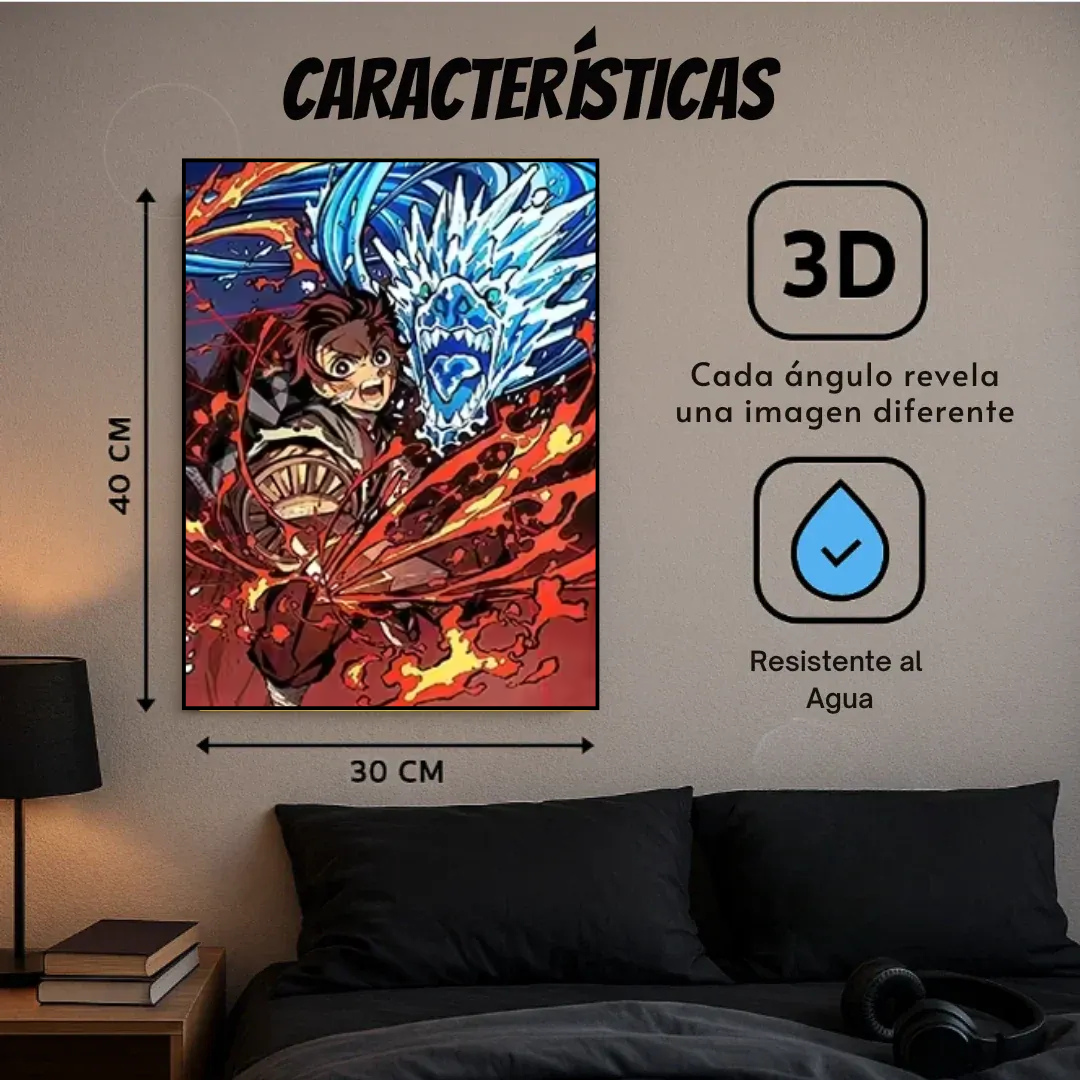 Póster Lenticular 3D Demon Slayer: Tanjiro, Nezuko y Zenits